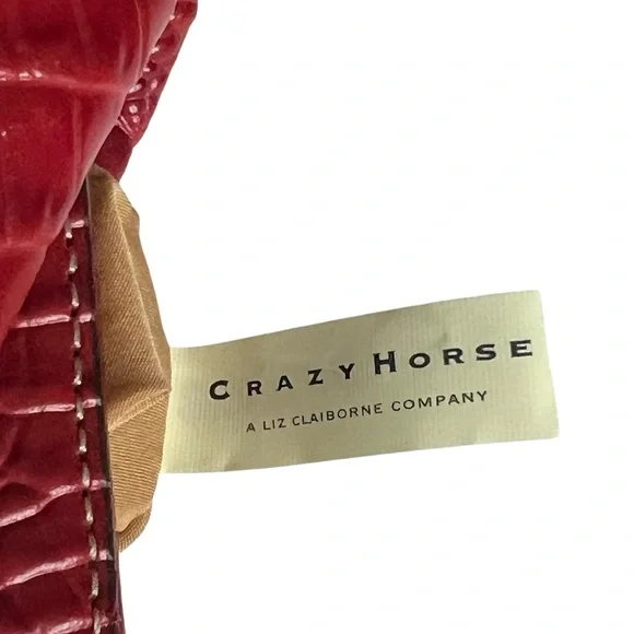 LIZ CLAIBORNE Crazy Horse Vintage Red Mock Croc Mini Satchel OS - Picture 9 of 11